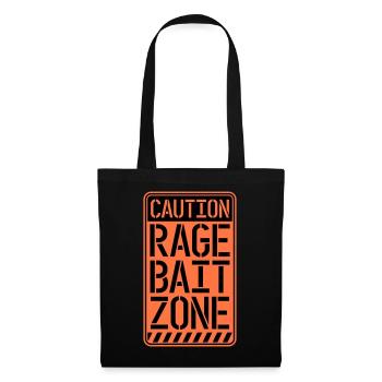 Avertissement Rage Appât Attention Zone Panneau Amusant Avertissement - Sac en tissu - noir - Devant