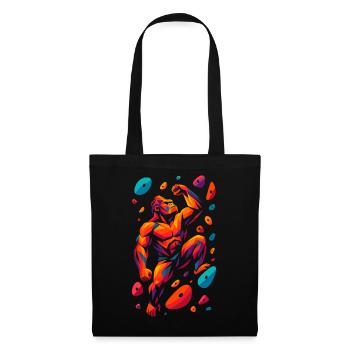 Bouldern Kletterkraft Gorilla stark Geschenk - Stoffbeutel - Schwarz - Vorne