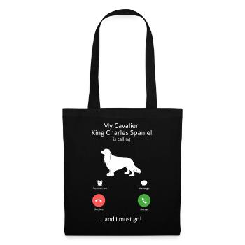 Cavalier King Charles Spaniel ruft Design - Stoffbeutel - Schwarz - Vorne