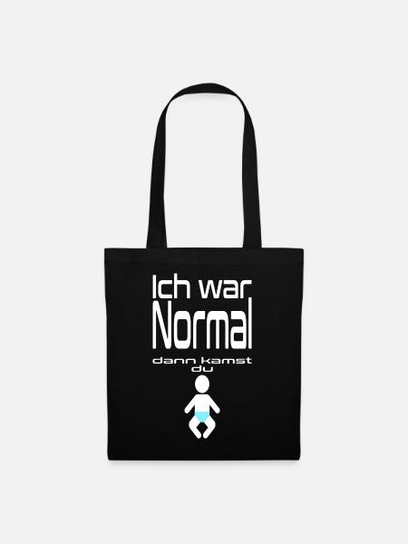 Ich war Normal - Baby Junge mit Spruch Baby Icon - Stoffbeutel - Schwarz