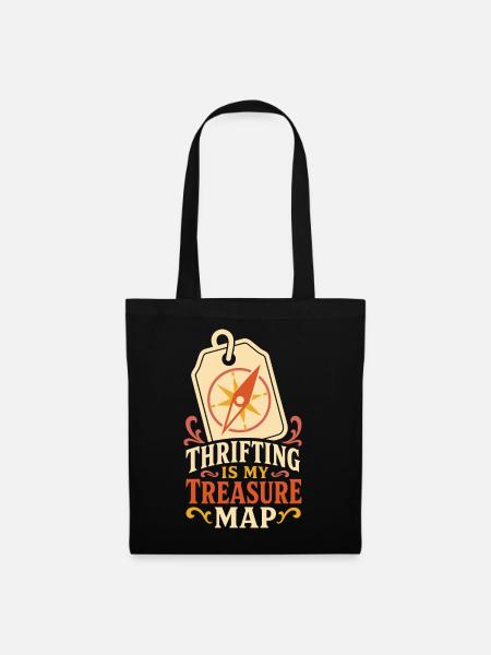 Thrifting Is My Treasure Map - Stoffbeutel - Schwarz