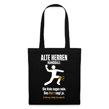 Handball Ü40 Geschenk – Erfahrung statt Sprung - Stoffbeutel - Schwarz - Vorne