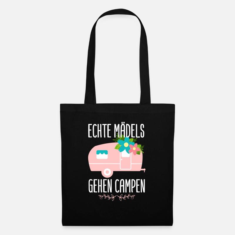 Echte Mädels gehen Campen Camping Wohnwagen - Stoffbeutel - Schwarz
