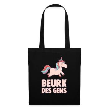 Femme Licorne Beurk Des Gens Message Humour - Sac en tissu - noir - Devant