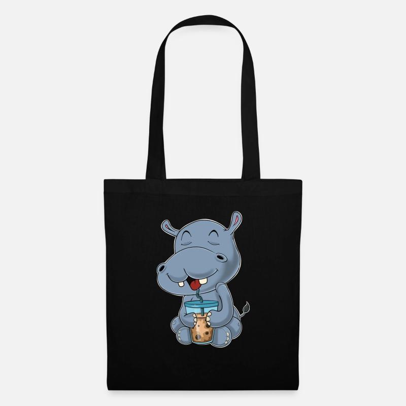 Bubble Tea Kawaii Hippo I Boba Tea Otaku Hippo - Stoffbeutel - Schwarz