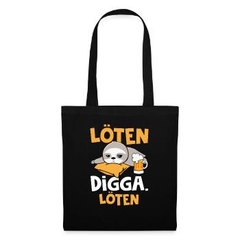 Löten Digga Löten Bier Faultier - Stoffbeutel - Schwarz - Vorne