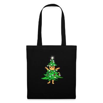 Noël drôle chat arbre de Noël chat moche - Sac en tissu - noir - Devant