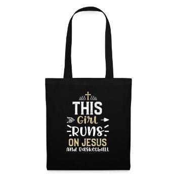 This Girl Runs On Jesus And Bask... - Stoffbeutel - Schwarz - Vorne