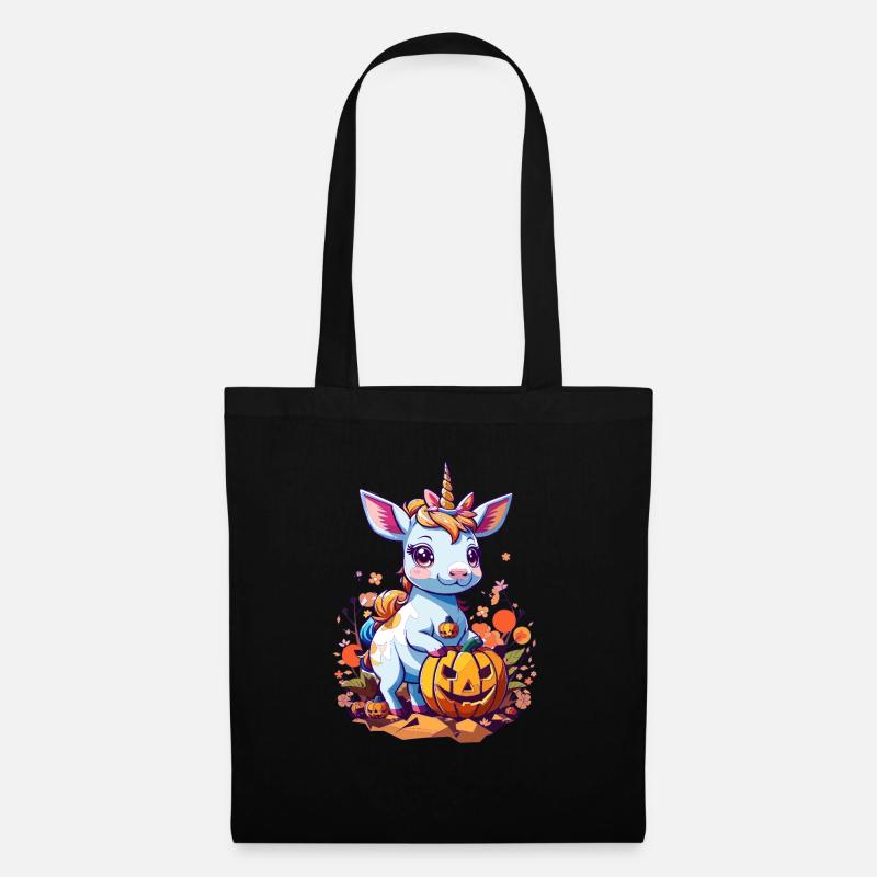 Halloween-Einhorn - Stoffbeutel - Schwarz
