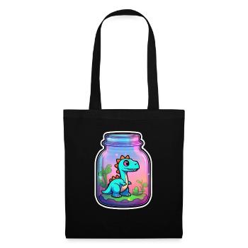Dinosaur in a Cartoon Jar - Tote Bag - black - Front