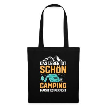 Das Leben ist schön - Camping macht es Perfekt Url - Stoffbeutel - Schwarz - Vorne