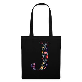 Personalisierter Blumenbrief j - Geschenkidee - Stoffbeutel - Schwarz - Vorne