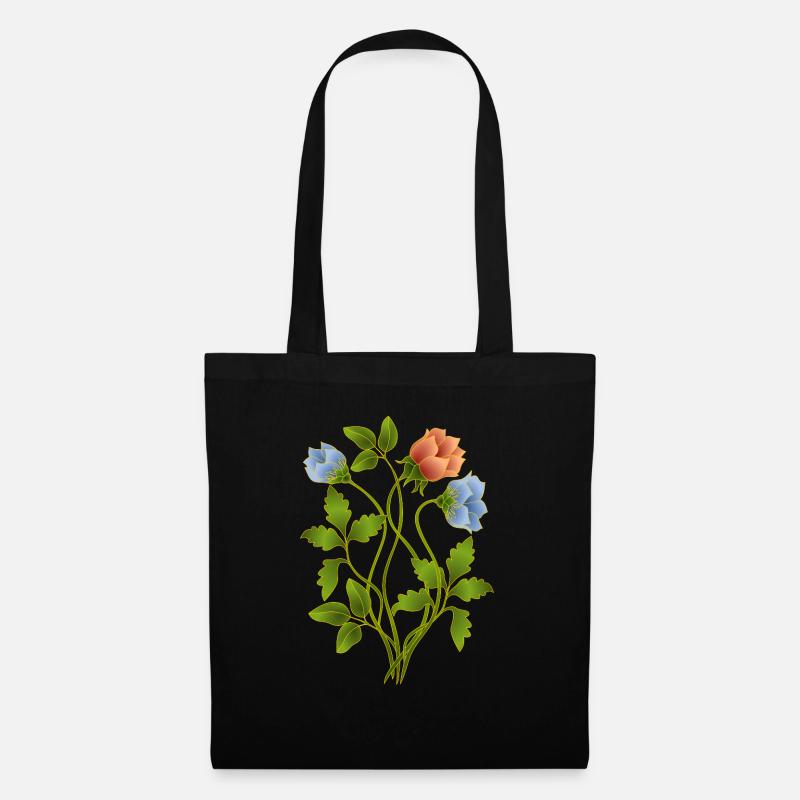 Blumen - Stoffbeutel - Schwarz