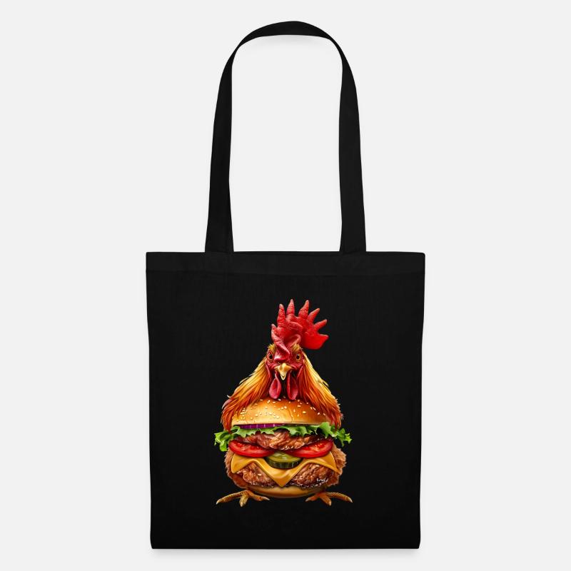Hühner Huhn Burger - Stoffbeutel - Schwarz