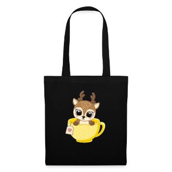 Bébé renne dans la tasse cadeaux d’enfant de Noël - Sac en tissu - noir - Devant