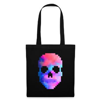 Pixel Schädel - Stoffbeutel - Schwarz - Vorne