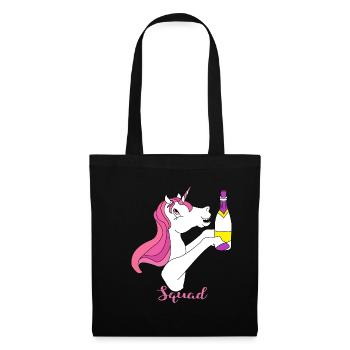 Einhorn Braut Gruppe Sekt Feiern Süß Pink Pferd - Stoffbeutel - Schwarz - Vorne