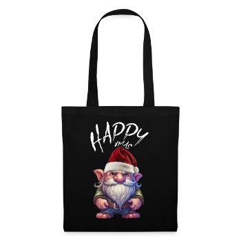 Frohe Weihnachten Wichtel ich hasse weihnachten - Stoffbeutel - Schwarz - Vorne