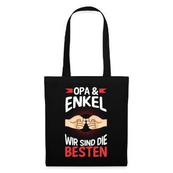 Großvater Opa und Enkel - Stoffbeutel - Schwarz - Vorne
