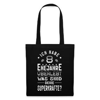 Hochzeitsgeschenk 8 Jahre Ehe Hochzeitstag - Stoffbeutel - Schwarz - Vorne