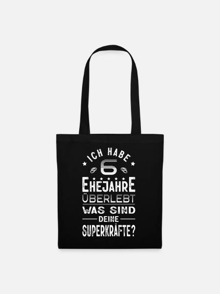 Hochzeitsgeschenk 6 Jahre Ehe Hochzeitstag - Stoffbeutel - Schwarz