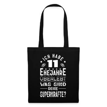 Hochzeitsgeschenk 11 Jahre Ehe Hochzeitstag - Stoffbeutel - Schwarz - Vorne