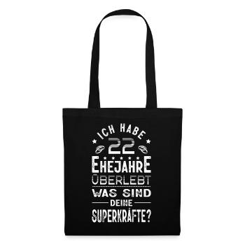 Hochzeitsgeschenk 22 Jahre Ehe Hochzeitstag - Stoffbeutel - Schwarz - Vorne