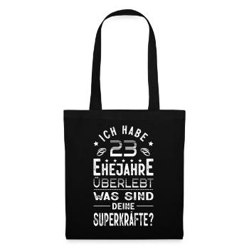 Hochzeitsgeschenk 23 Jahre Ehe Hochzeitstag - Stoffbeutel - Schwarz - Vorne