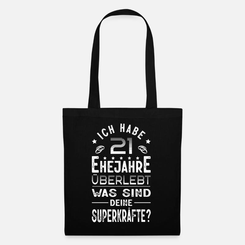 Hochzeitsgeschenk 21 Jahre Ehe Hochzeitstag - Stoffbeutel - Schwarz