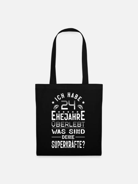 Hochzeitsgeschenk 24 Jahre Ehe Hochzeitstag - Stoffbeutel - Schwarz