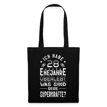 Hochzeitsgeschenk 28 Jahre Ehe Hochzeitstag - Stoffbeutel - Schwarz - Vorne
