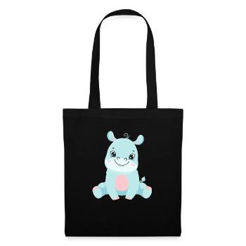 Hippo Family Mother Baby T-Shirt - Tote Bag - black - Front