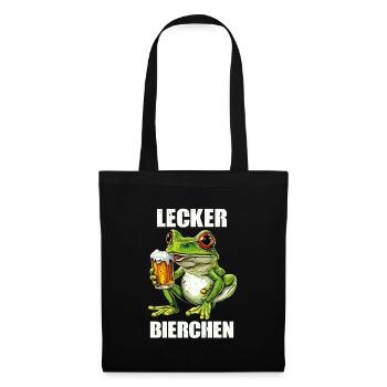 Lecker Bierchen X Frosch Meme Bier lustiges - Stoffbeutel - Schwarz - Vorne