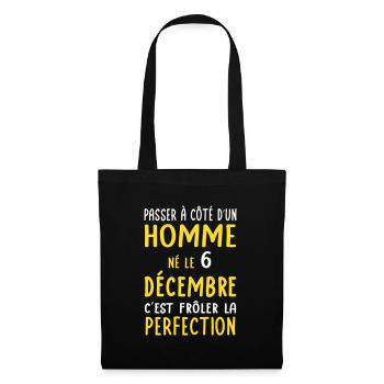 Anniversaire - Né le 6 Décembre Frôler perfection - Sac en tissu - noir - Devant