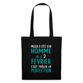 Anniversaire - Né le 2 Février Frôler perfection - Sac en tissu - noir - Devant