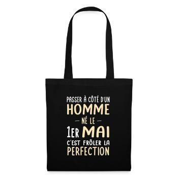 Anniversaire - Né le 1er Mai Frôler perfection - Sac en tissu - noir - Devant