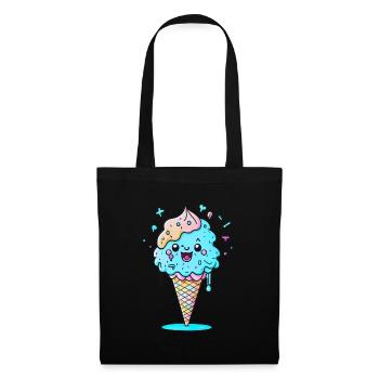Cornet de glace - Sac en tissu - noir - Devant