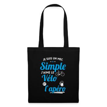Je suis un mec simple j'aime le vélo et l'apéro - Sac en tissu - noir - Devant