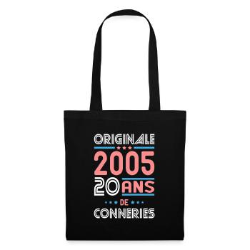 Anniversaire 20 ans - Originale 2005 - Conneries - Sac en tissu - noir - Devant