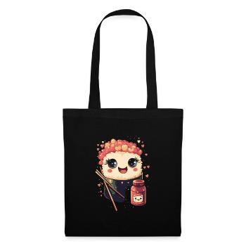 Süße kawaii Sushi Rolle - Stoffbeutel - Schwarz - Vorne