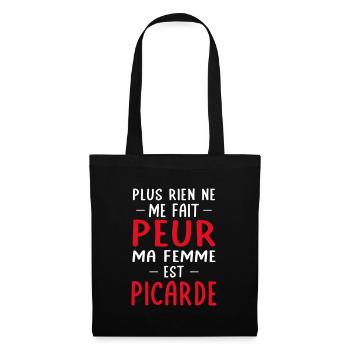 Rien ne me fait peur ma femme est Picarde - Sac en tissu - noir - Devant
