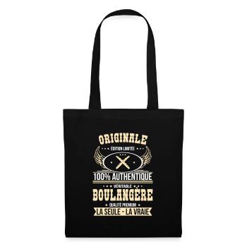 Authentique et véritable boulangère - Originale - Sac en tissu - noir - Devant
