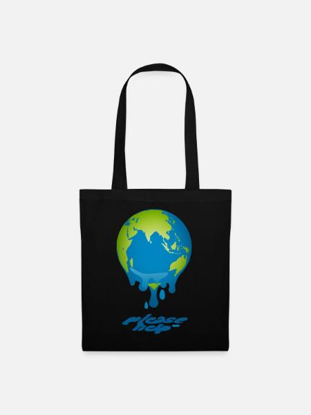 Melting Globe - Stoffbeutel - Schwarz
