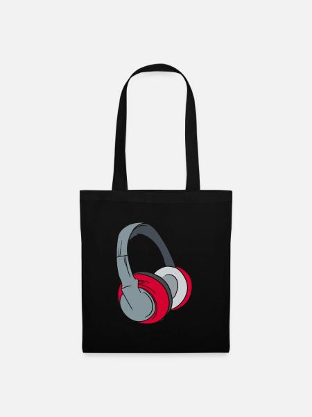 Kopfhörer - Musik Party Geschenk DJ - Stoffbeutel - Schwarz