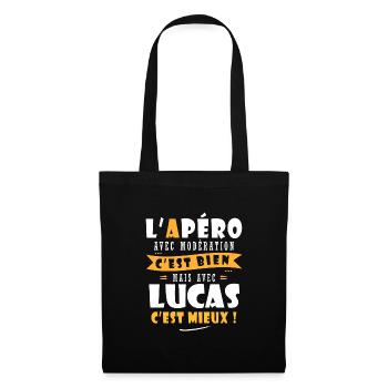 Humour Lucas Apero T shirt Humour Drôles lucas - Sac en tissu - noir - Devant