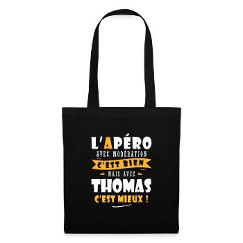 Humour Thomas Apero T shirt Drôles thomas - Sac en tissu - noir - Devant