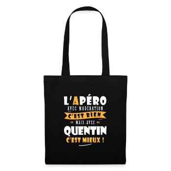 Quentin Cadeau Humour personnalisé cadeau quentin - Sac en tissu - noir - Devant
