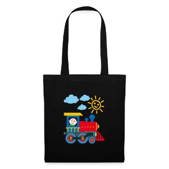 Bébé commande une petite locomotive au soleil - Sac en tissu - noir - Devant
