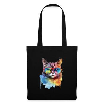 Cool colorful cat with sunglasses - Tote Bag - black - Front