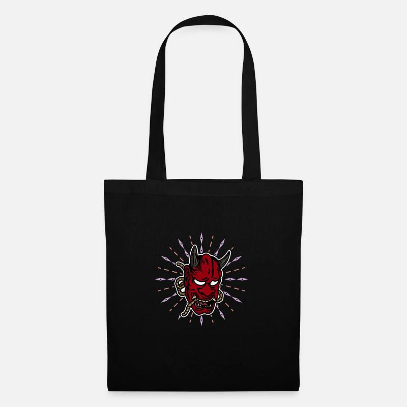 Japanische Tengu Hannya Kitsune Maske - Stoffbeutel - Schwarz